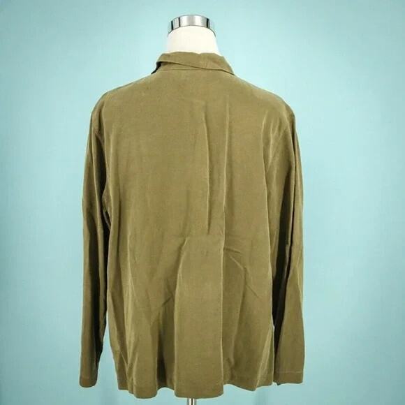 Gerties Size Medium M Green Collared Button Long Sleeve Boxy Artsy Lagenlook Top - Picture 2 of 5